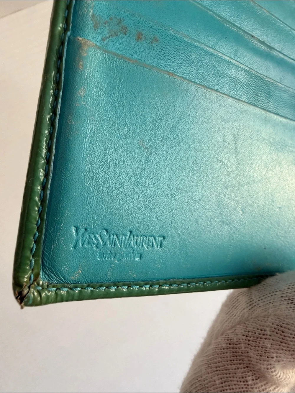 YSL Green Patent Leather Wallet